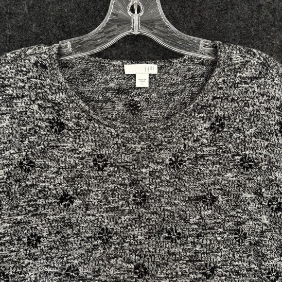 J. Jill Sweater Women's Large Gray Black Crewneck Pullover Wool - Picture 2 of 8
